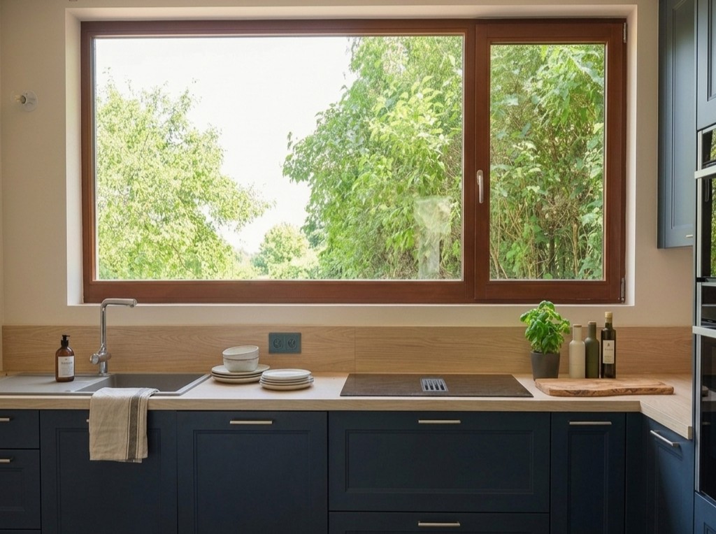 Cuisine ouverte de maison rénovée